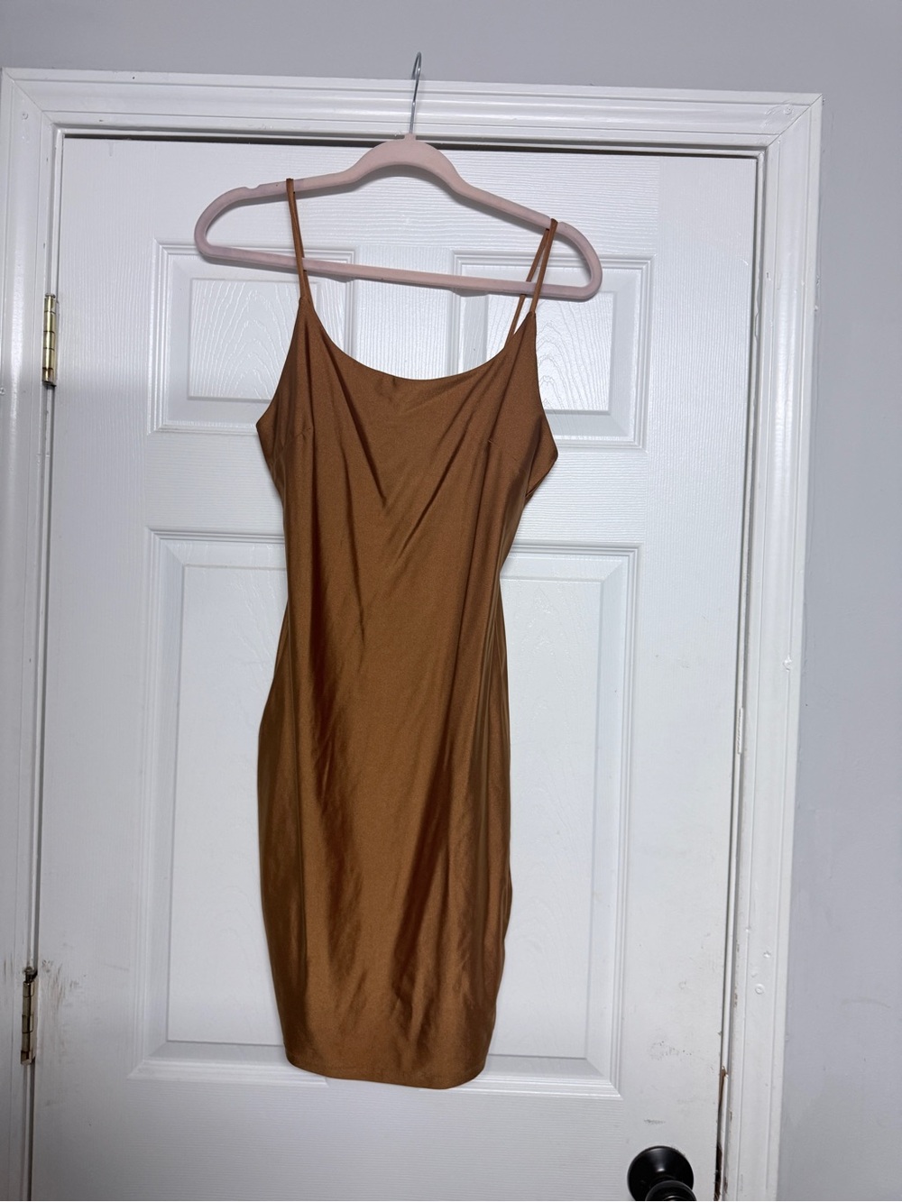 iris Brown Spaghetti-Strap Mini Dress